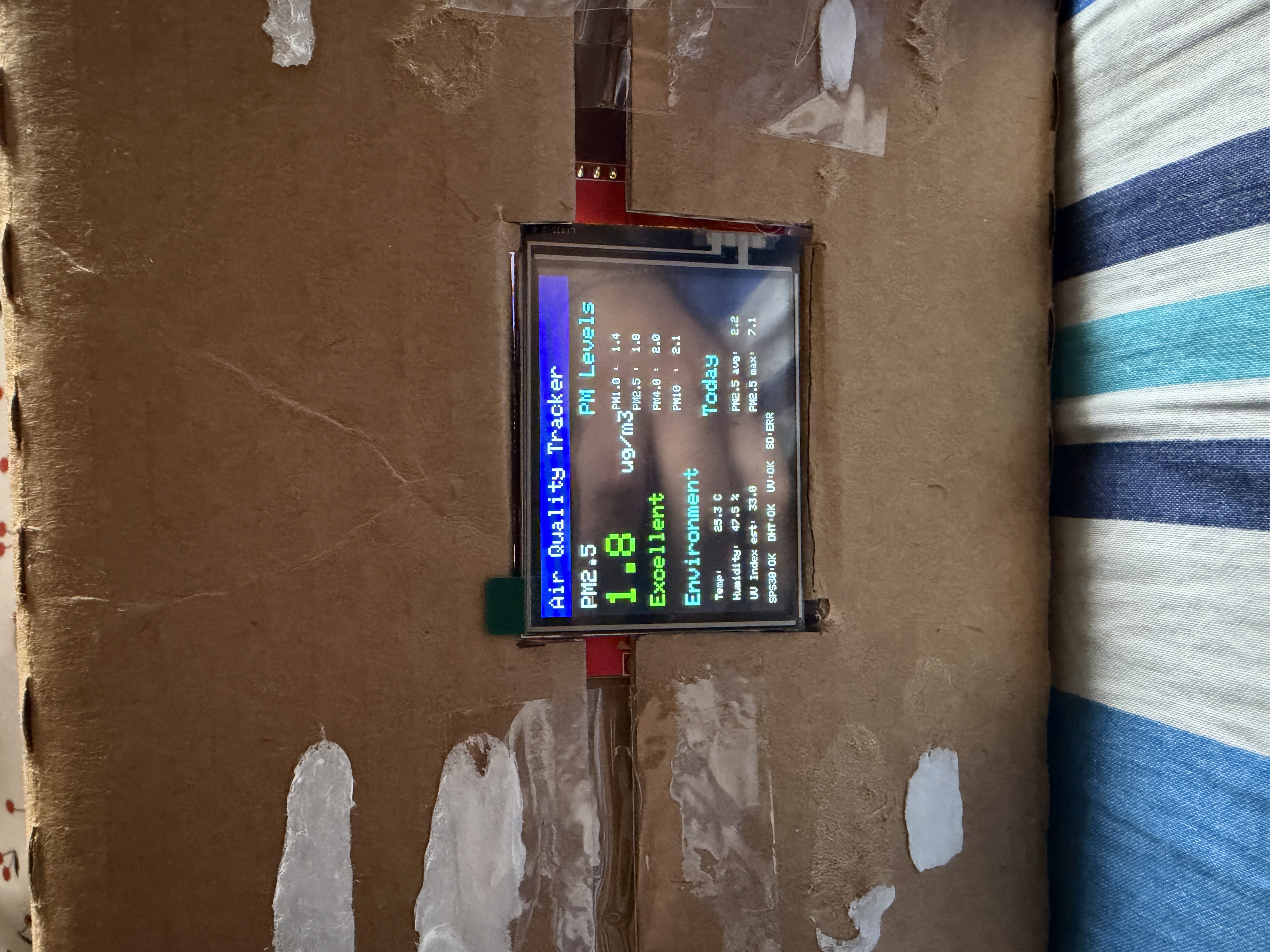 Final air quality monitor mounted in a prototype enclosure